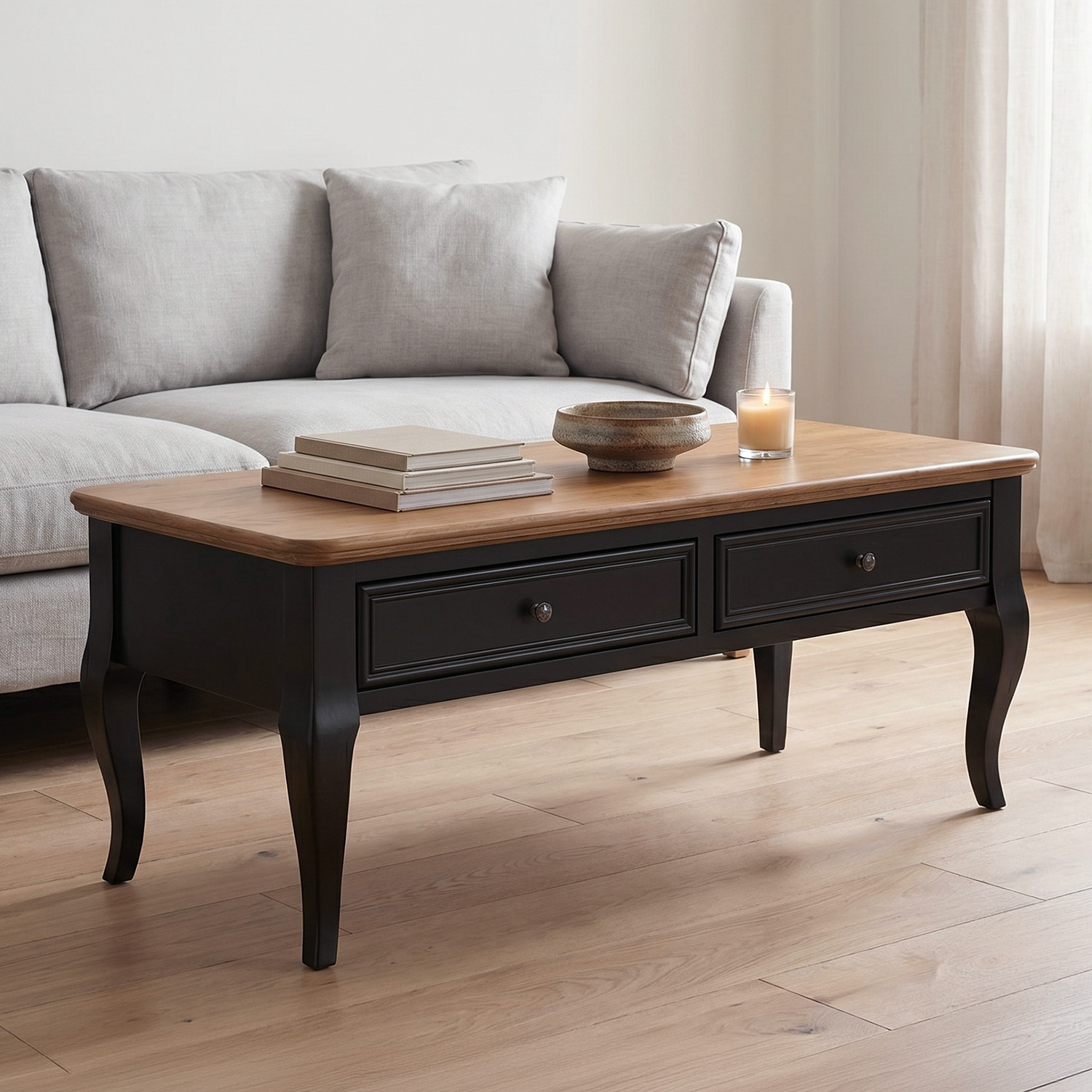 Chateau Noir Oak and Black Painted Coffee Table