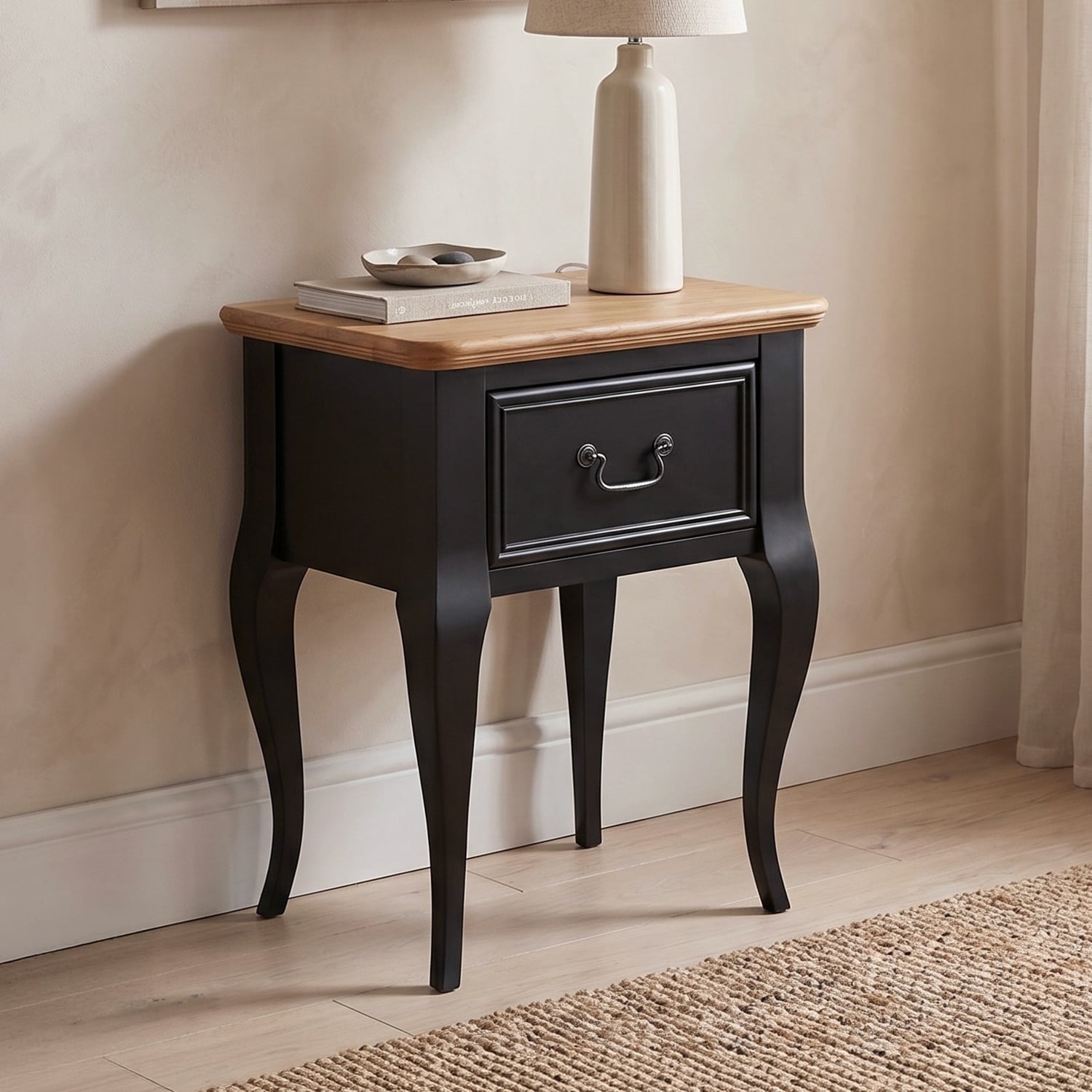 Chateau Noir Oak and Black Painted Lamp Table
