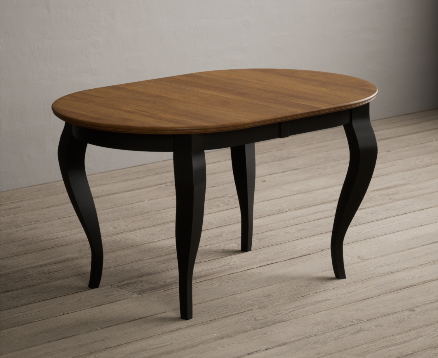 Extending Chateau Noir 140cm Oak And Black Painted Oval Dining Table