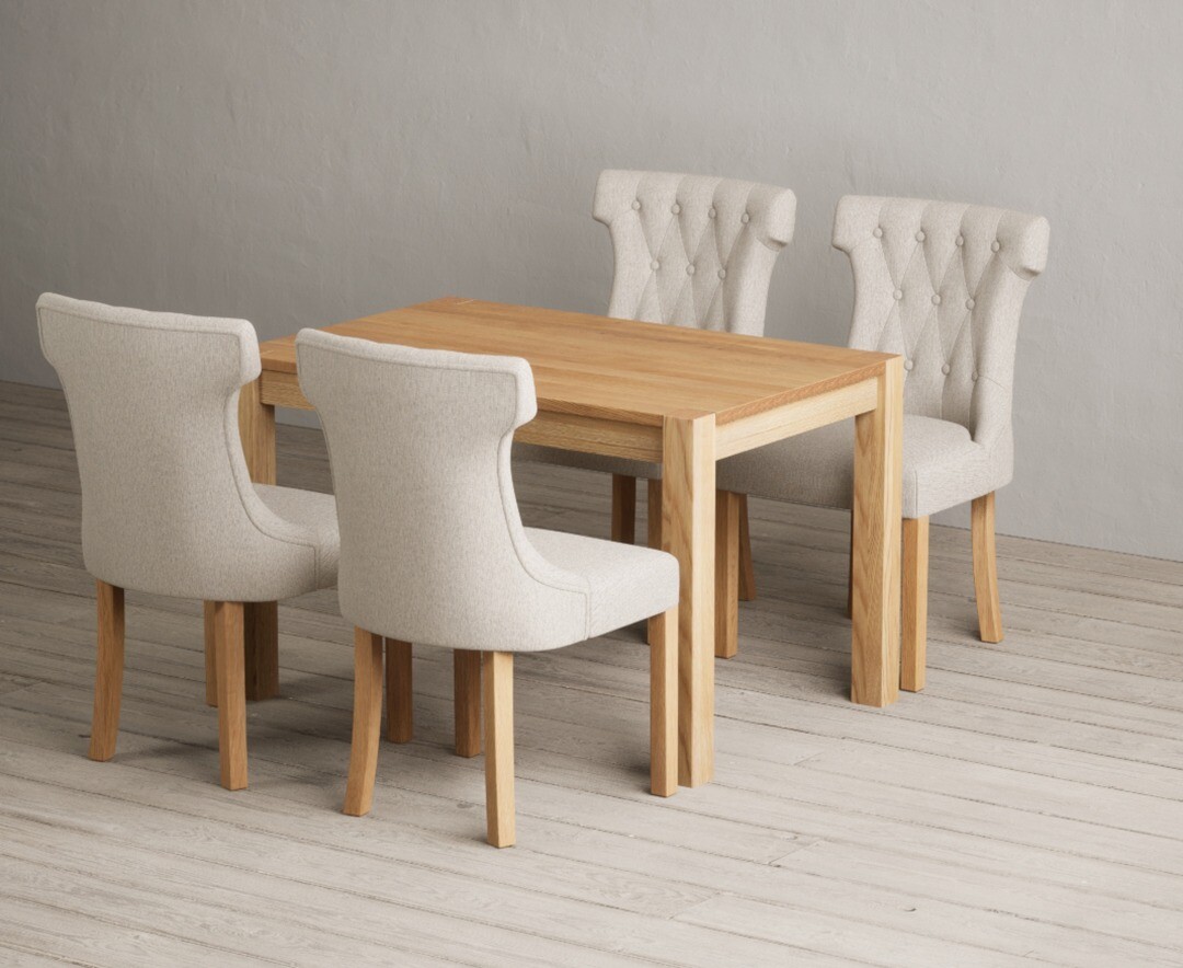 Thetford 120cm Solid Oak Dining Table with 4 Natural Clara Chairs