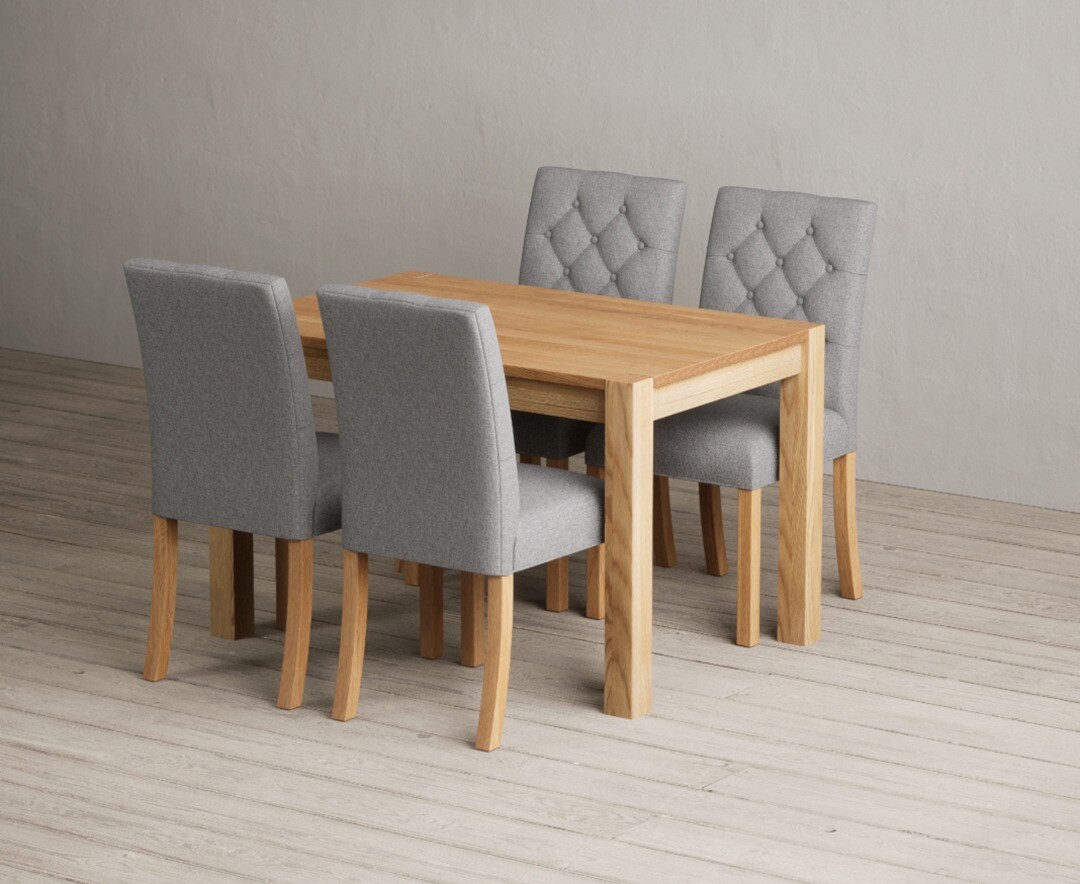 Thetford 120cm Solid Oak Dining Table with 4 Natural Isabella Chairs
