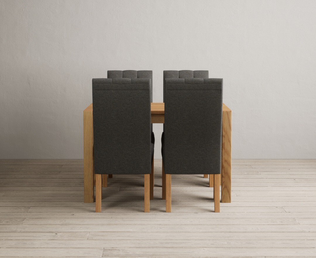 Thetford 120cm Solid Oak Dining Table With 4 Grey Maya Chairs