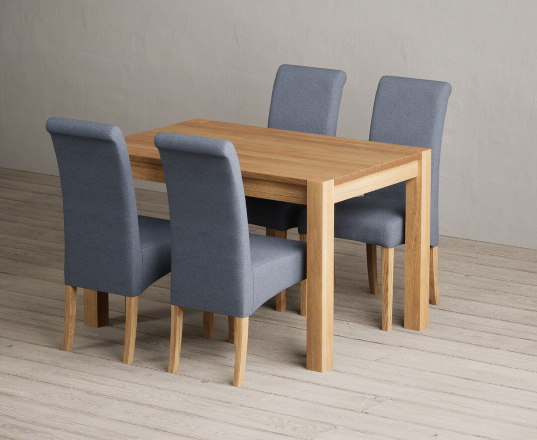 Thetford 120cm Solid Oak Dining Table with 4 Natural Scroll Back Chairs