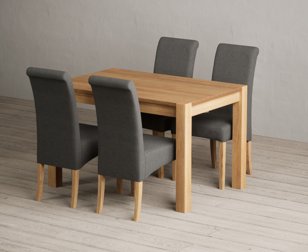Thetford 120cm Solid Oak Dining Table with 4 Natural Scroll Back Chairs