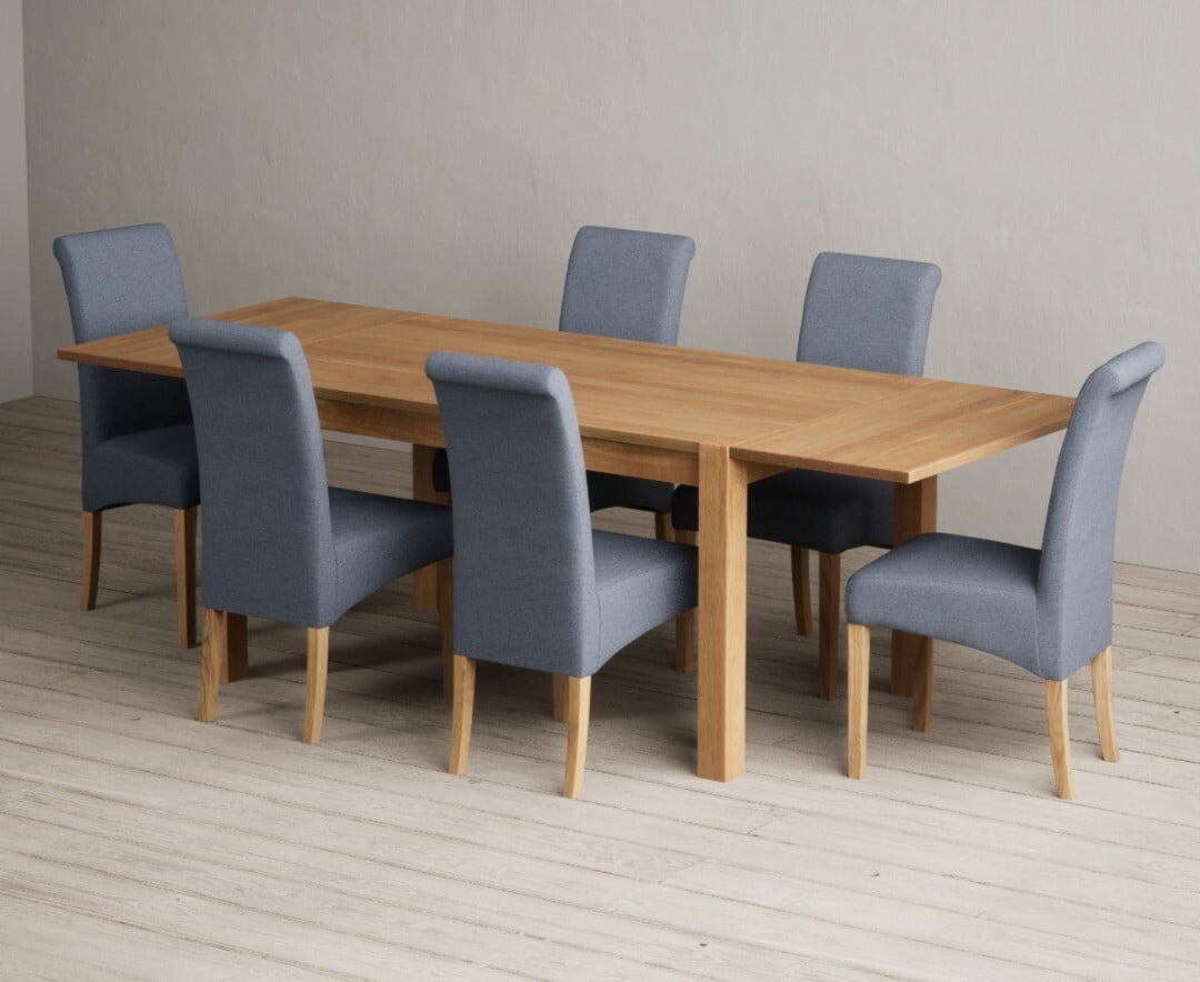 Thetford 150cm Oak Dining Table with Thetford 45cm Oak Extensions with 10 Natural Scroll Back Chairs