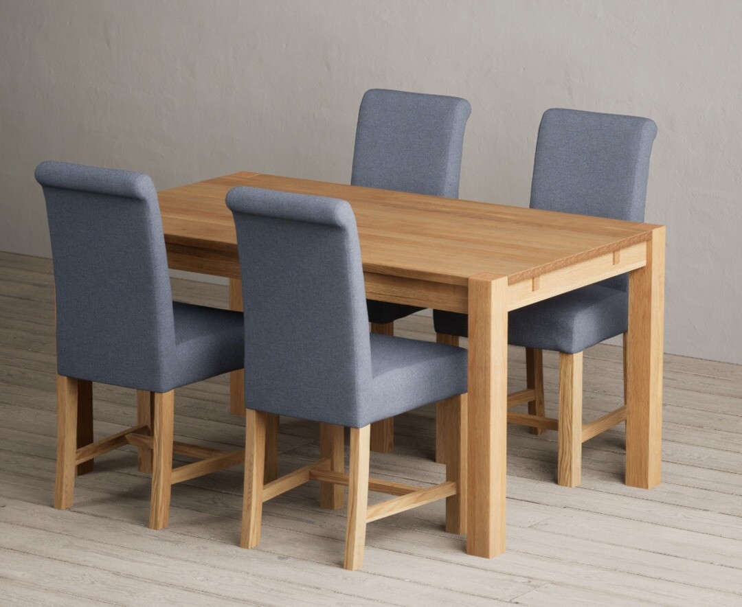 Thetford 150cm Oak Dining Table with 6 Charcoal Grey Braced Chairs