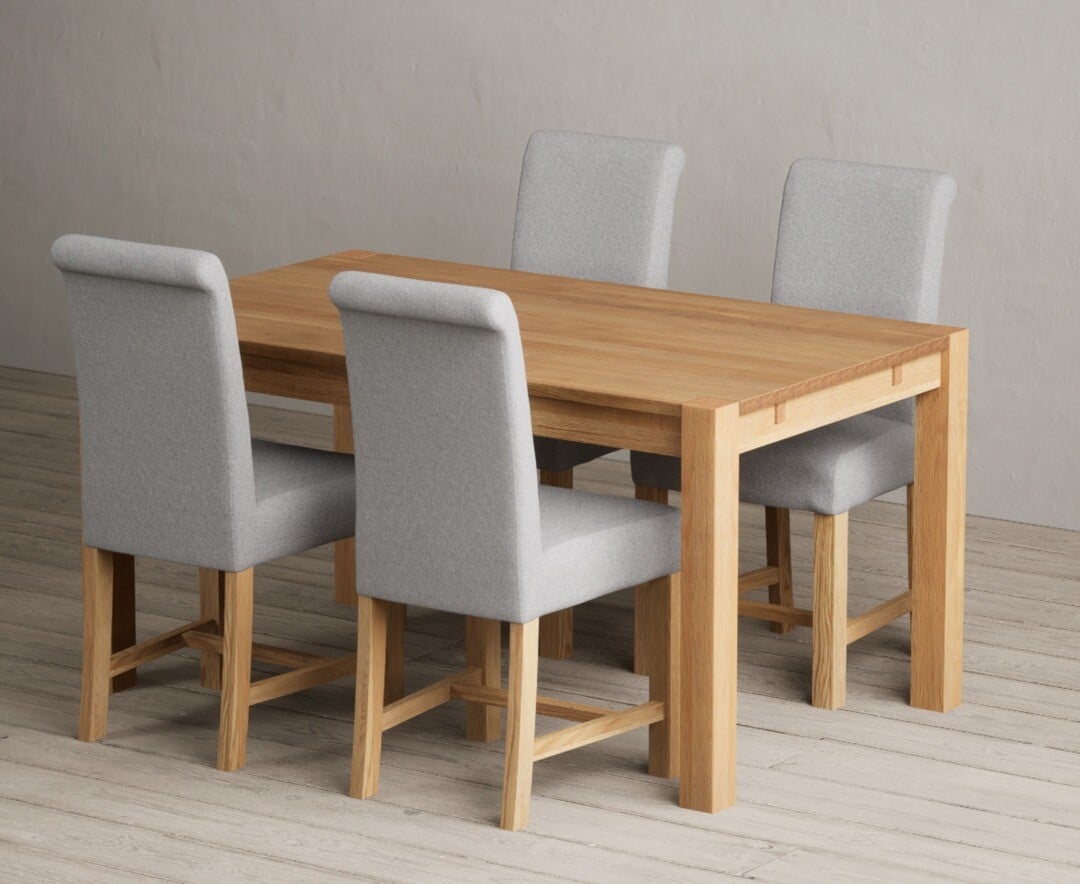 Thetford 150cm Oak Dining Table with 6 Charcoal Grey Braced Chairs