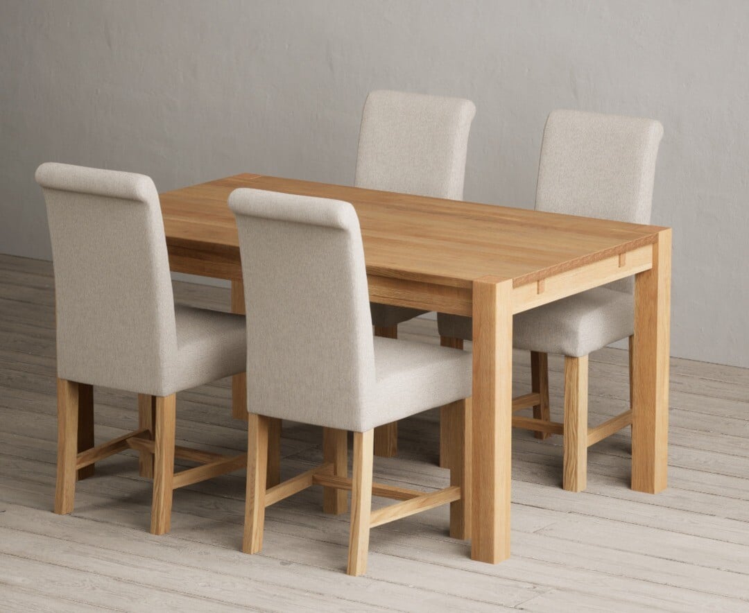 Thetford 150cm Oak Dining Table with 6 Charcoal Grey Braced Chairs