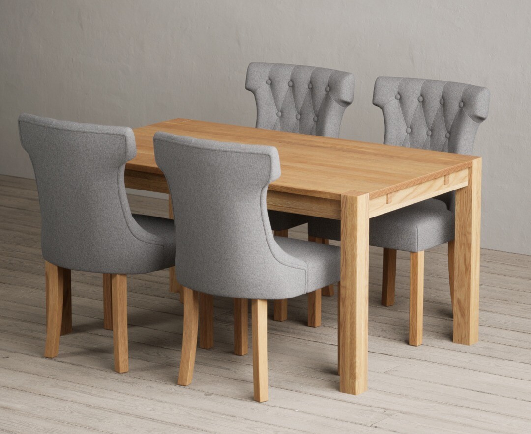 Thetford 150cm Oak Dining Table With 8 Grey Clara Chairs