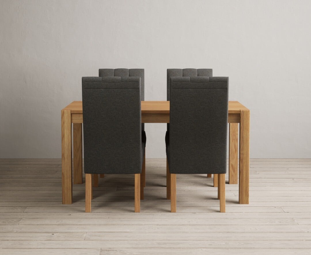 Thetford 150cm Oak Dining Table With 6 Grey Maya Chairs