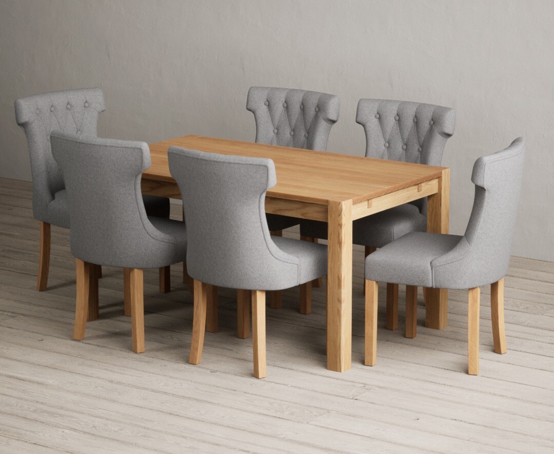 Thetford 150cm Oak Dining Table with 8 Natural Clara Chairs