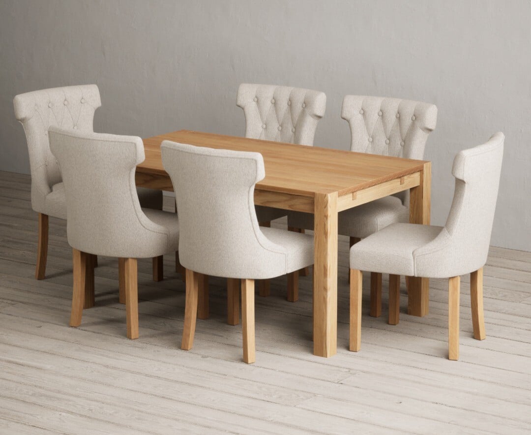 Thetford 150cm Oak Dining Table with 8 Natural Clara Chairs