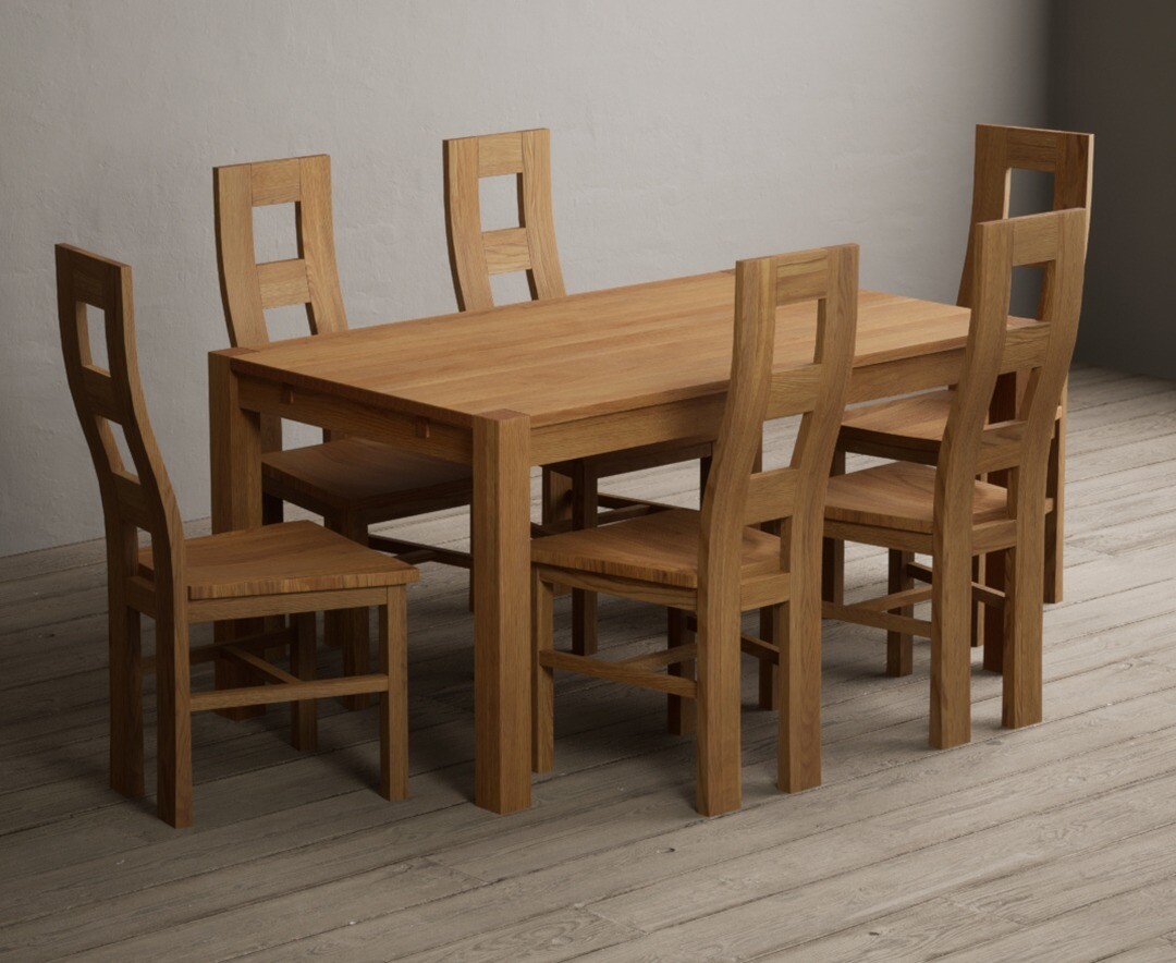 Thetford 150cm Oak Dining Table with 6 Oak Natural Chairs