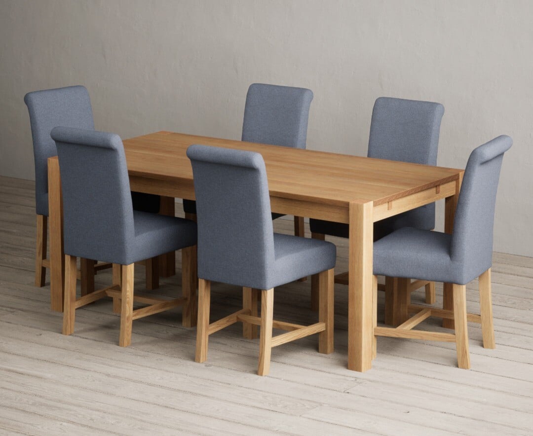 Thetford 180cm Oak Dining Table with 8 Charcoal Grey Braced Chairs
