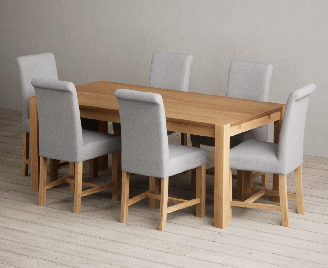 Thetford 180cm Oak Dining Table with 8 Charcoal Grey Braced Chairs