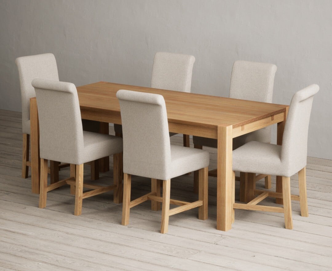Thetford 180cm Oak Dining Table with 8 Charcoal Grey Braced Chairs