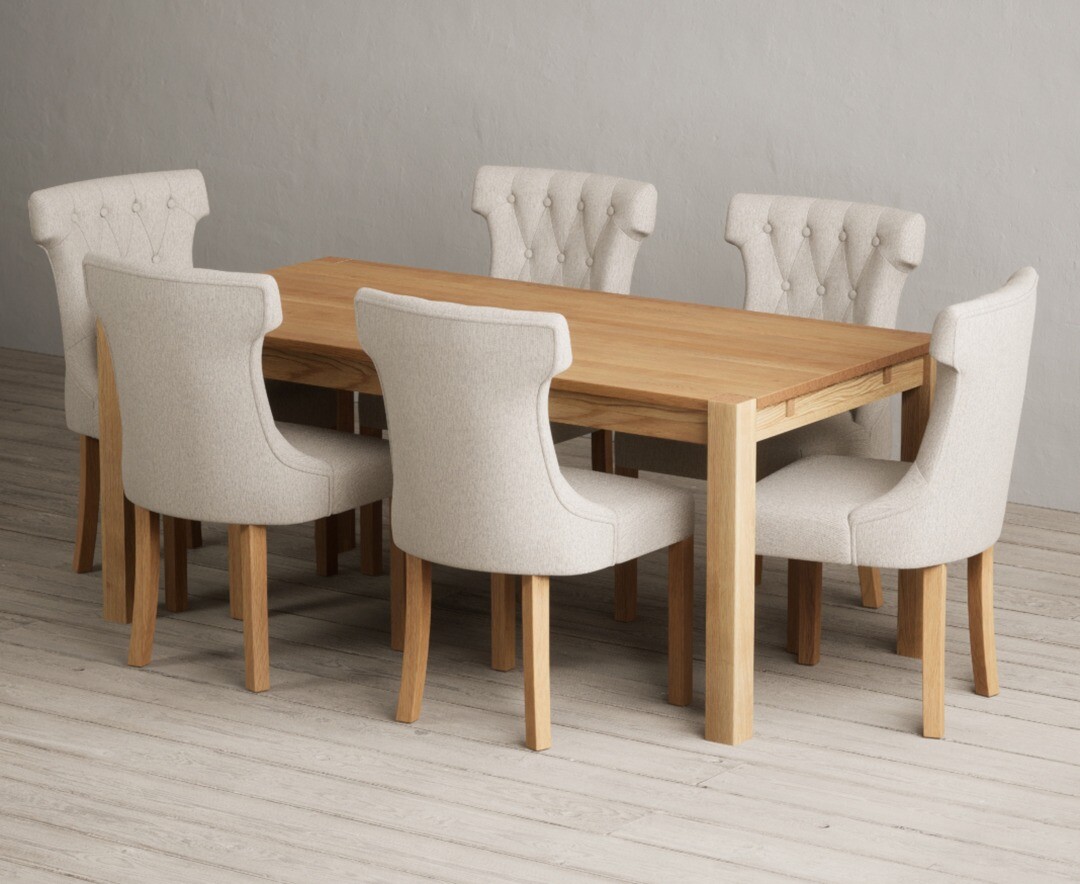 Thetford 180cm Oak Dining Table With 6 Natural Clara Chairs