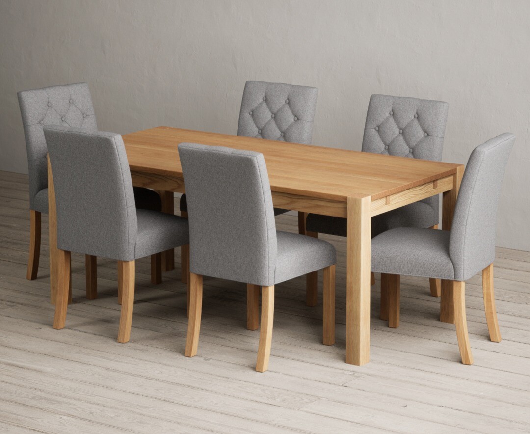 Thetford 180cm Oak Dining Table With 8 Natural Isabella Chairs