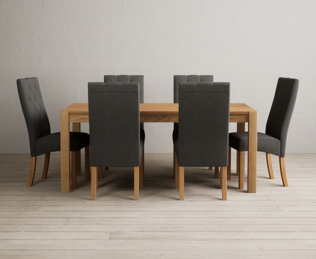 Thetford 180cm Oak Dining Table With 8 Grey Maya Chairs