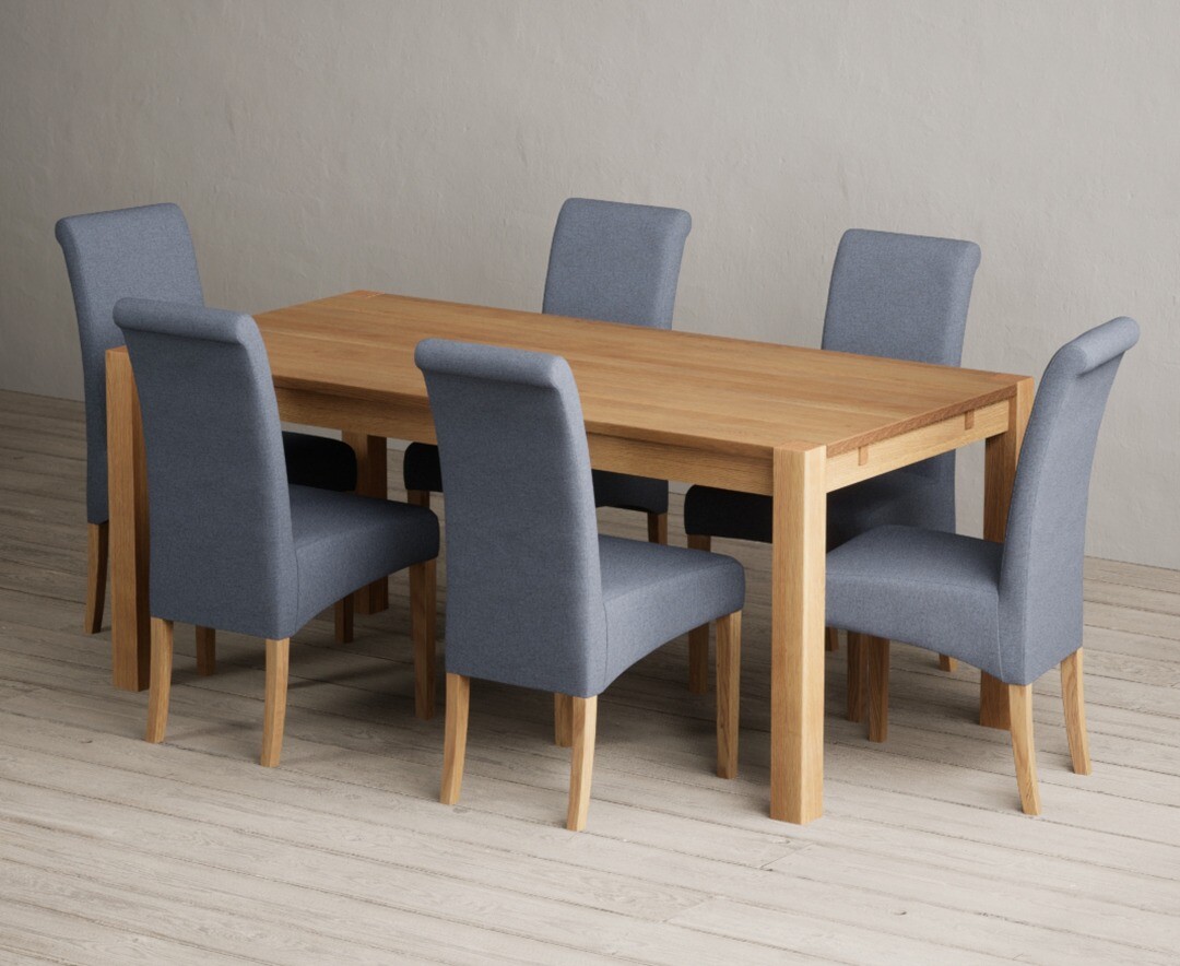 Thetford 180cm Oak Dining Table with 8 Natural Scroll Back Chairs
