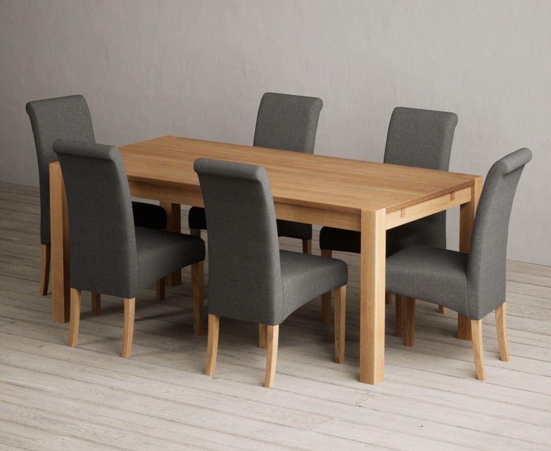 Thetford 180cm Oak Dining Table with 8 Natural Scroll Back Chairs
