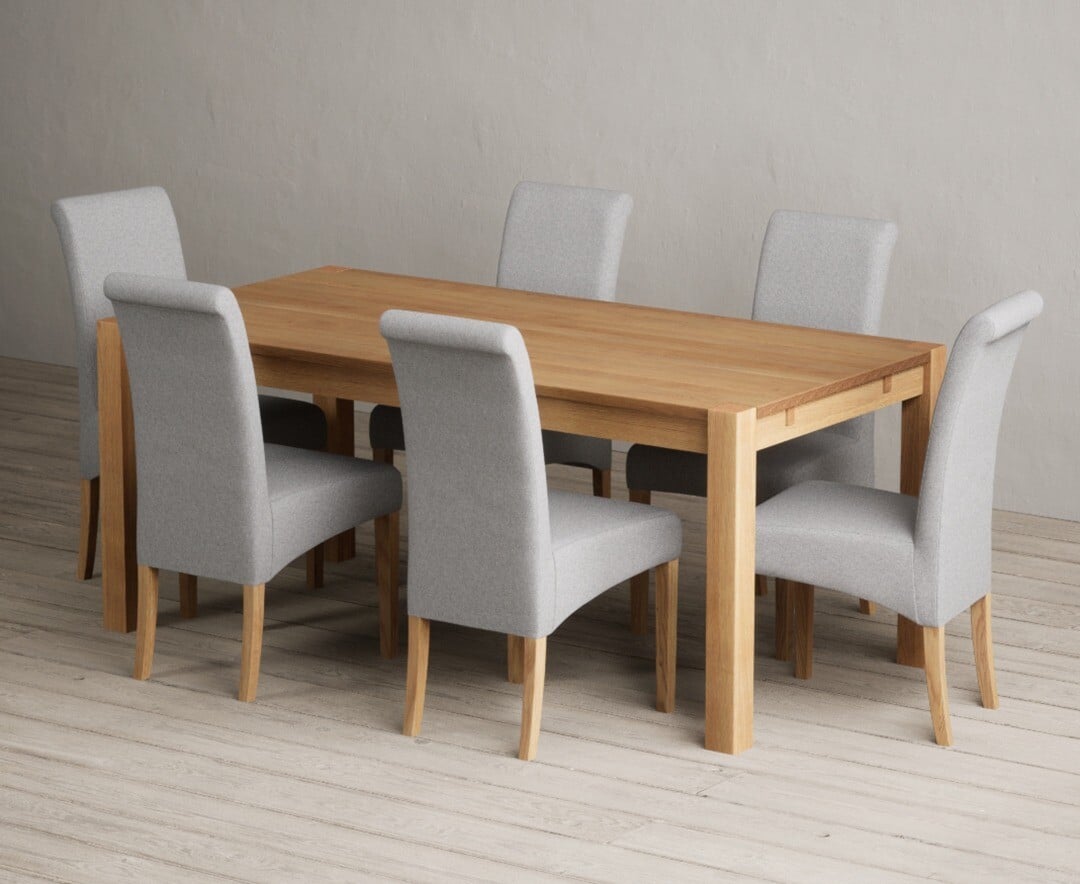 Thetford 180cm Oak Dining Table with 8 Natural Scroll Back Chairs