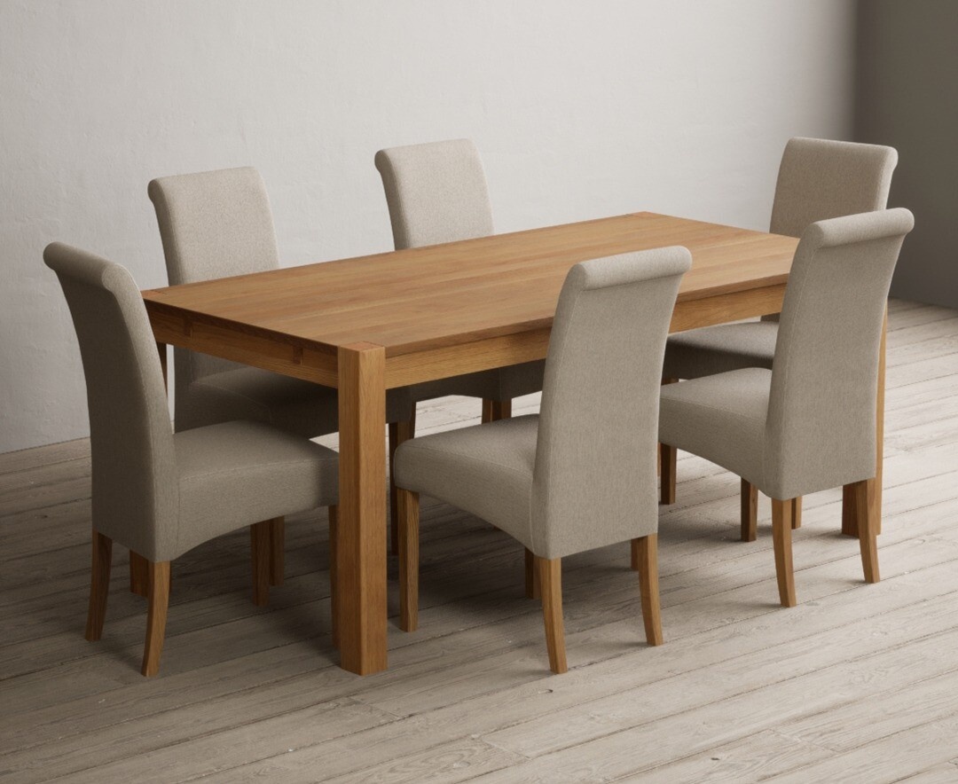 York 150cm Solid Oak Dining Table with 4 Light Grey York Chairs and 2 Oak Benches
