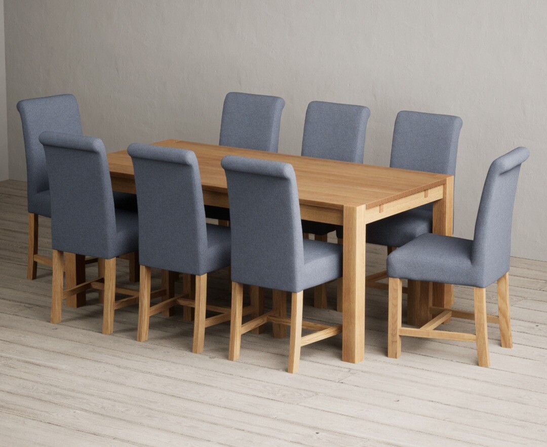 Thetford 180cm Oak Dining Table with 8 Charcoal Grey Braced Chairs