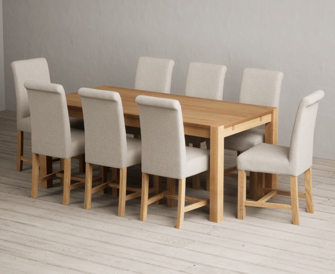 Thetford 180cm Oak Dining Table with 8 Charcoal Grey Braced Chairs