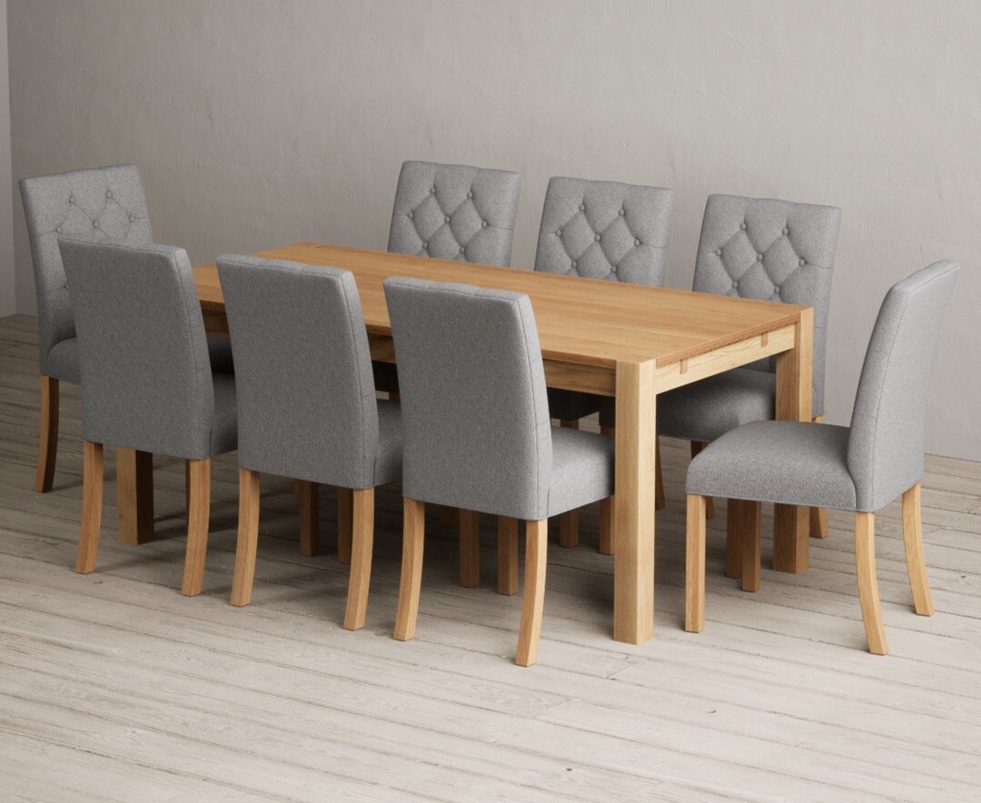 Thetford 180cm Oak Dining Table with 8 Natural Isabella Chairs