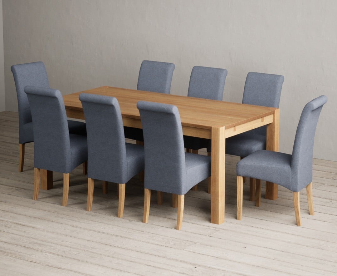 Thetford 180cm Oak Dining Table with 8 Natural Scroll Back Chairs