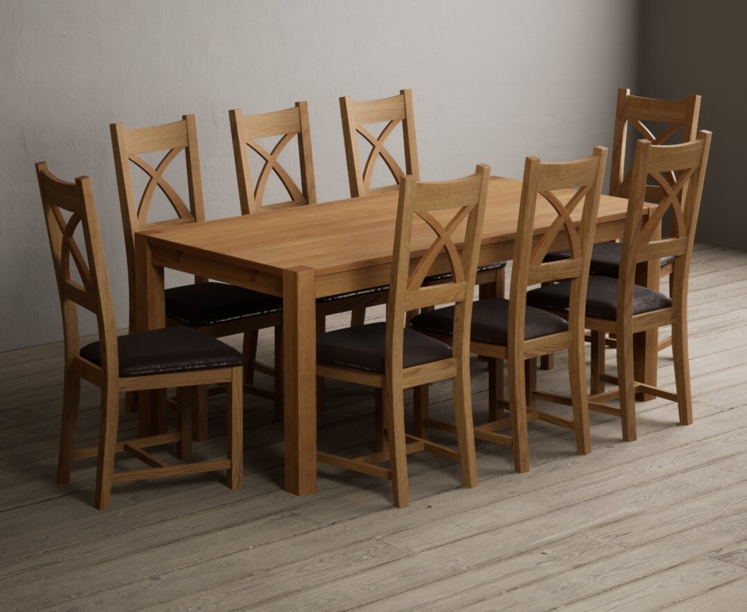 York 150cm Solid Oak Dining Table with 4 Light Grey York Chairs and 2 Oak Benches