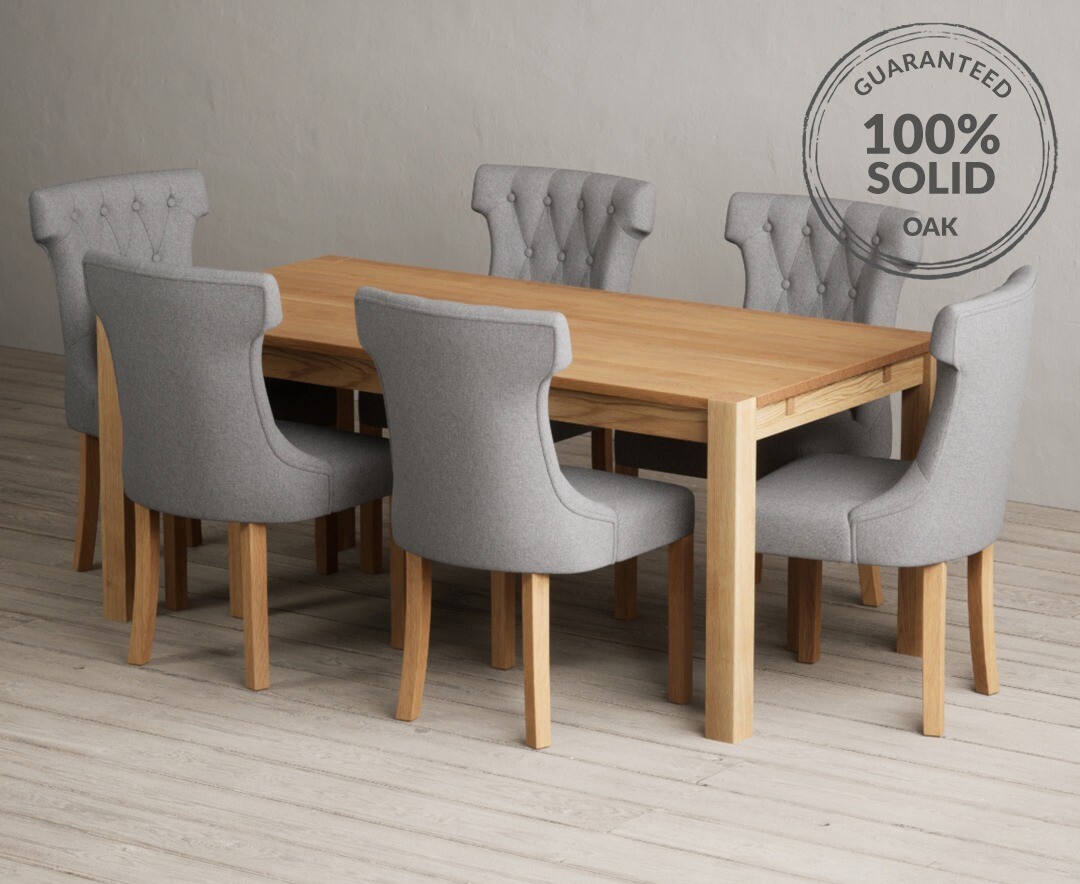 Thetford 180cm Solid Dining Table Clara Fabric Chairs