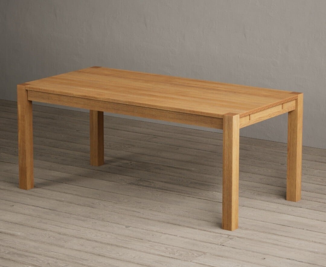 Thetford 180cm Oak Dining Table with 8 Natural Isabella Chairs with Thetford 45cm Oak Extensions