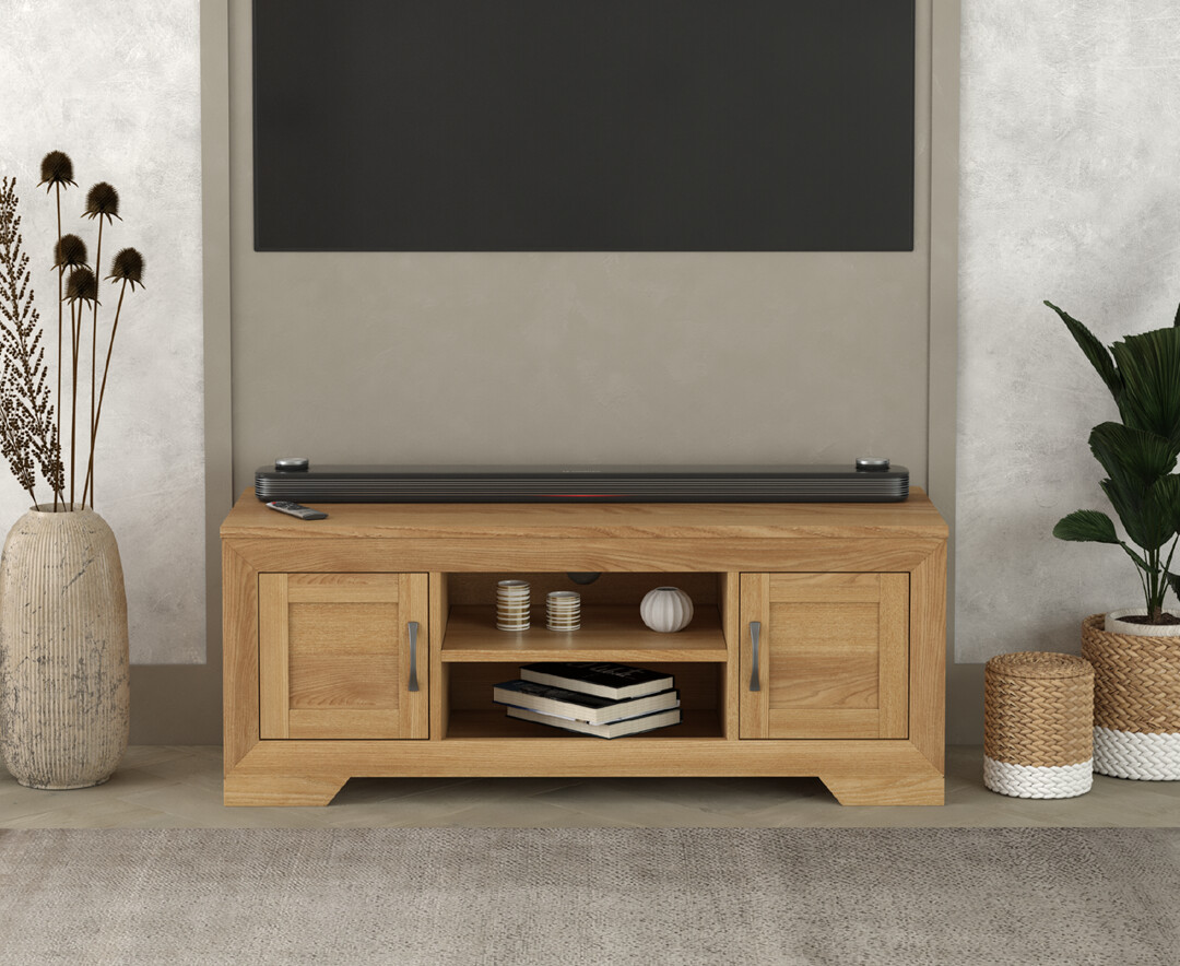Tilt Solid Oak Super Wide TV Cabinet