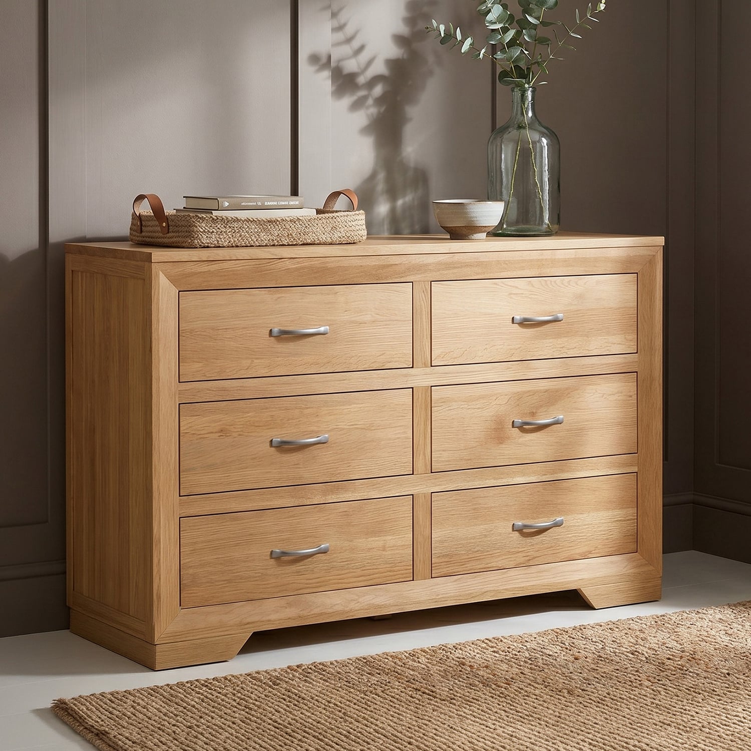 Tilt 100% Solid Oak Wide Chest Of Drawers