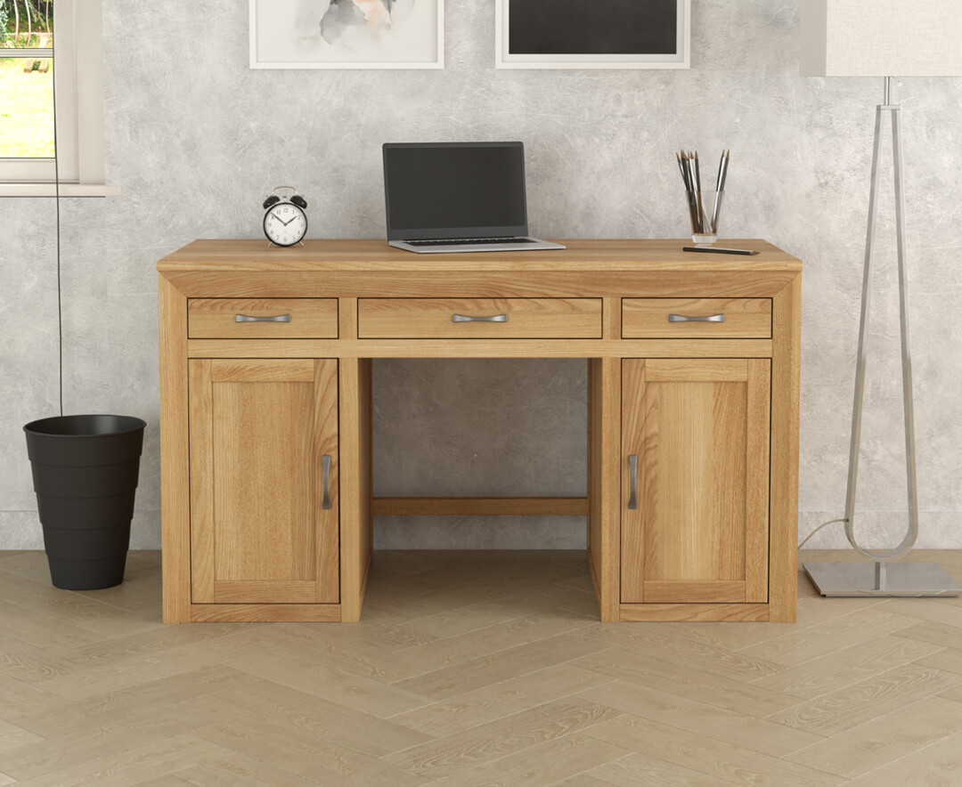 Tilt Solid Oak Large Computer Desk