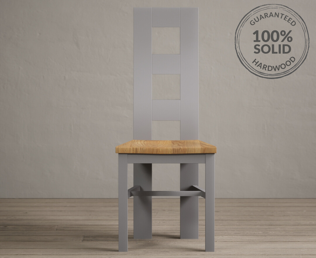 York 150cm Solid Oak Dining Table with 4 Light Grey York Chairs and 2 Oak Benches
