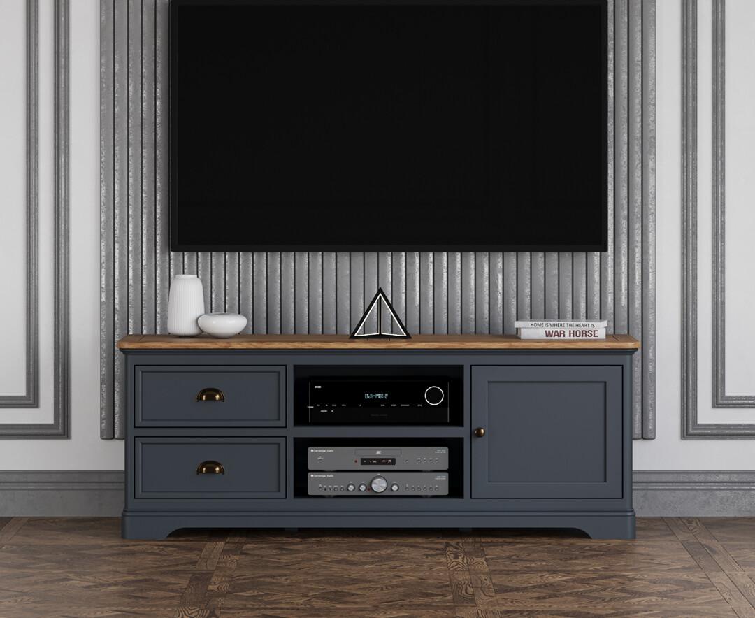 Bridstow Oak and Blue Painted Super Wide TV Cabinet