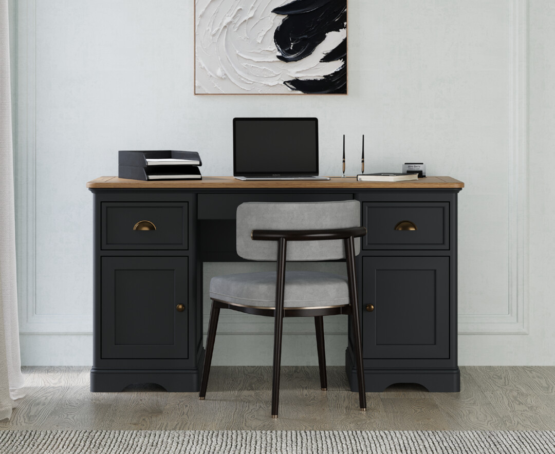 Bridstow Oak and Blue Painted Computer Desk