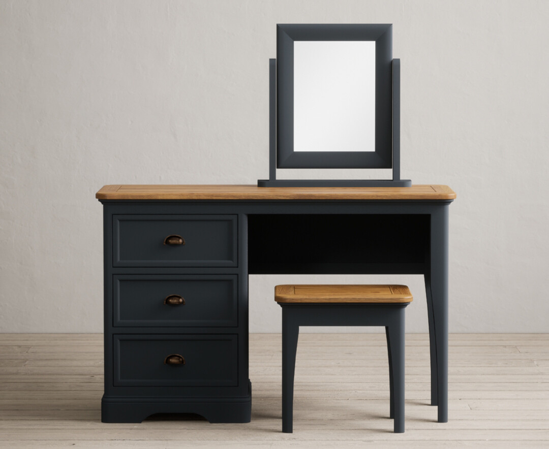Bridstow Oak and Blue Painted Dressing Table Set | Oak&More