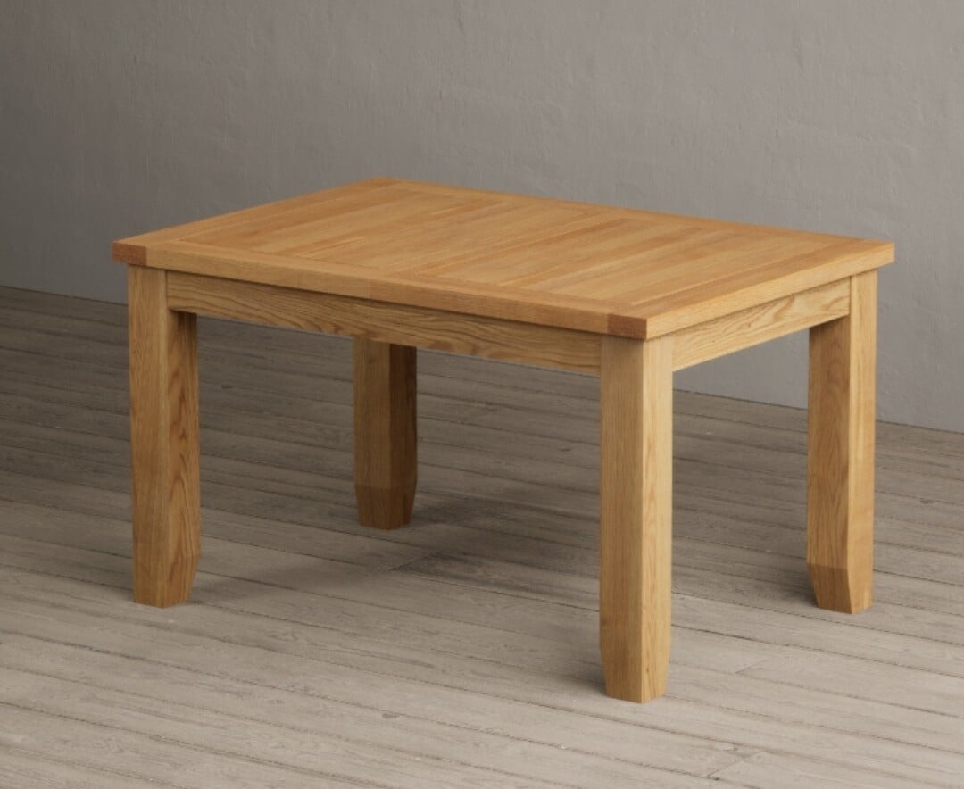 Extending Yateley 130cm Solid Oak Dining Table with 4 Blue Braced Chairs