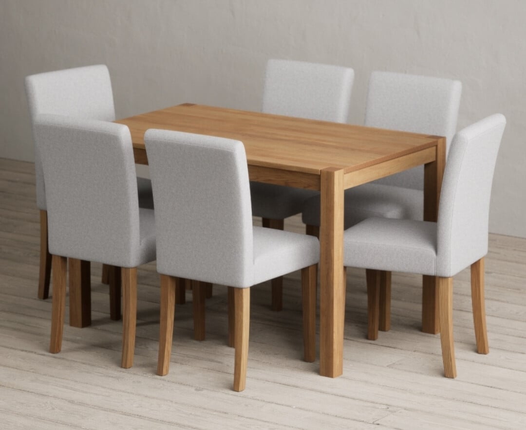 York 120cm Solid Oak Dining Table with 6 Charcoal Lila Chairs