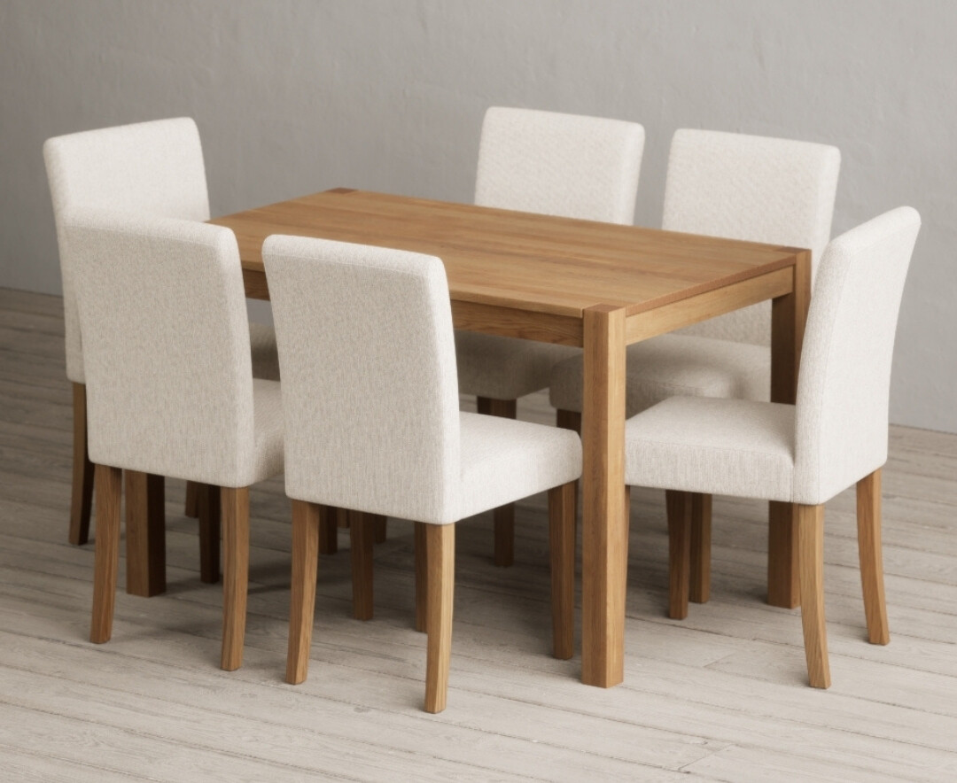 York 120cm Solid Oak Dining Table with 6 Charcoal Lila Chairs
