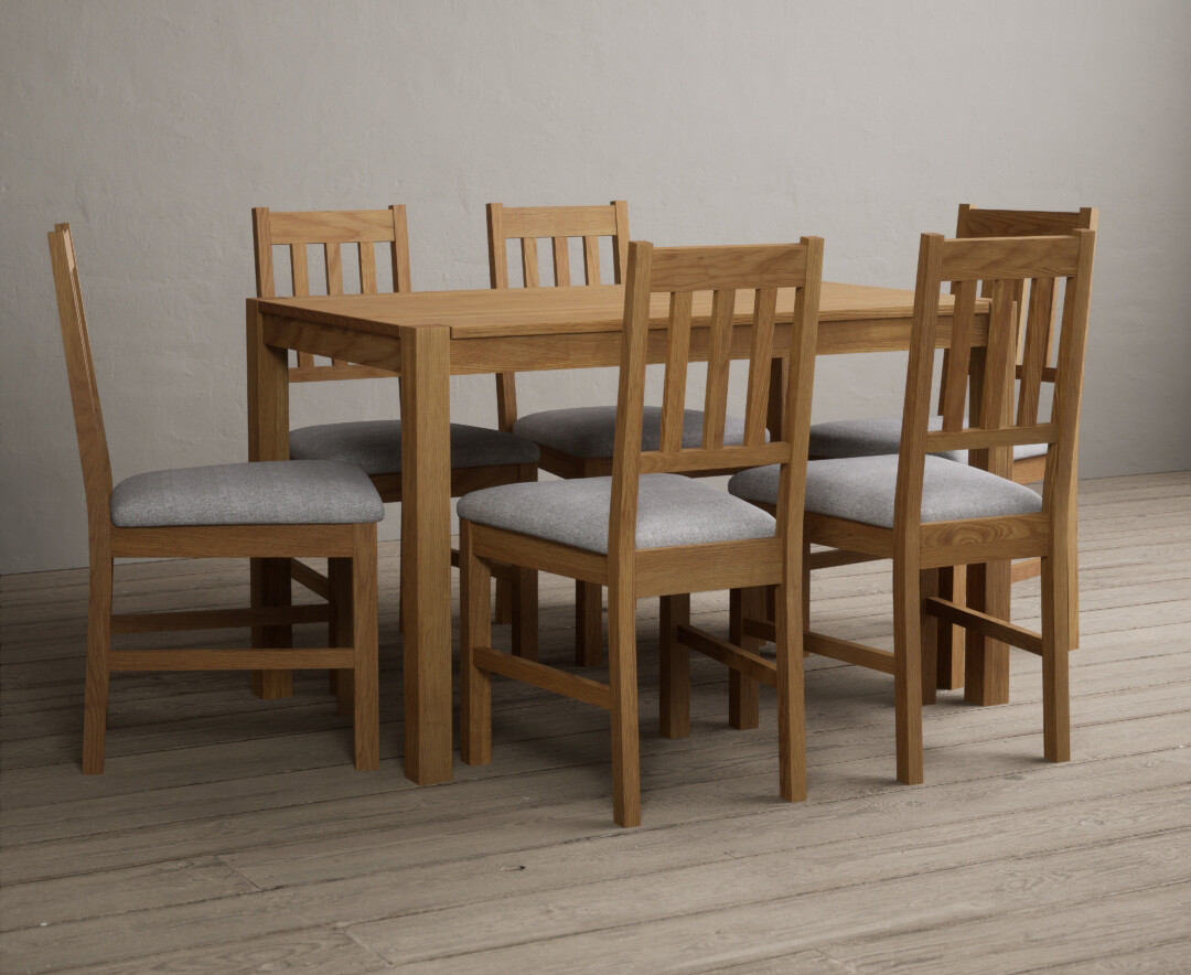 York 120cm Solid Oak Dining Table with 6 Oak York Chairs