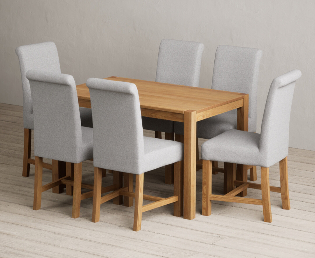 York 120cm Solid Oak Dining Table with 4 Natural Braced Chairs