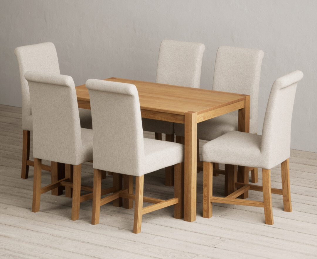 York 120cm Solid Oak Dining Table with 8 Blue Braced Chairs