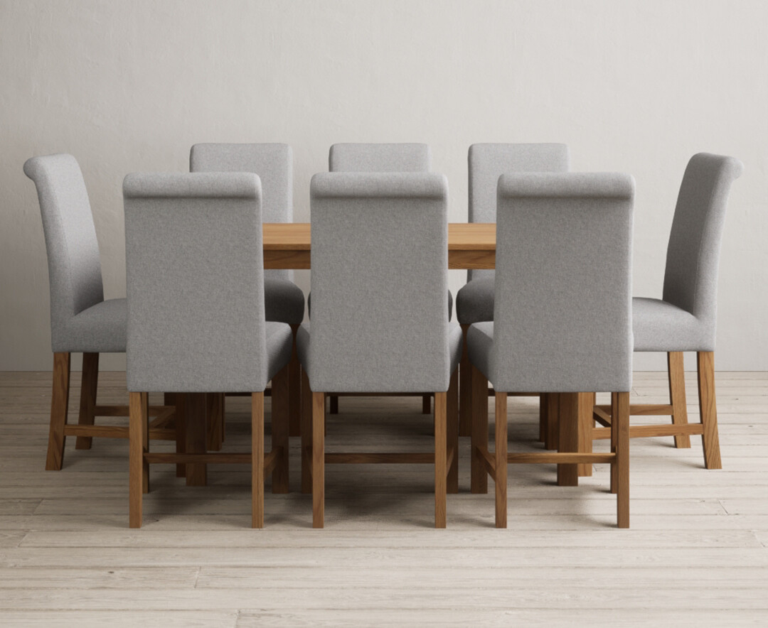 York 120cm Solid Oak Dining Table with 6 Charcoal Grey Braced Chairs