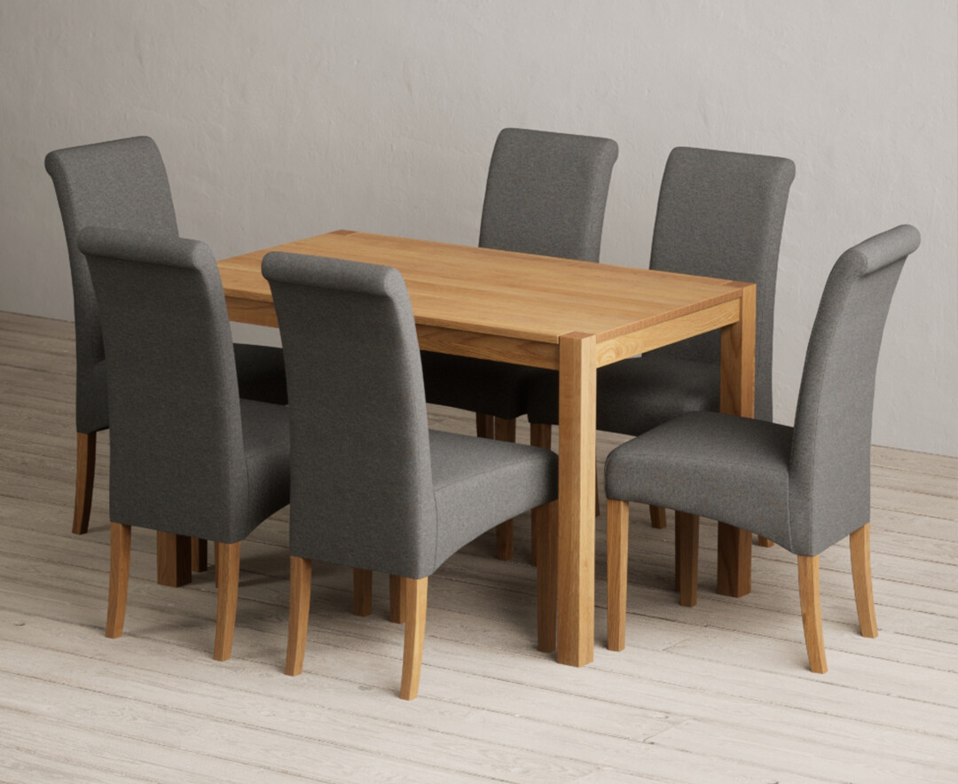 York 120cm Solid Oak Dining Table with 4 Natural Scroll Back Chairs