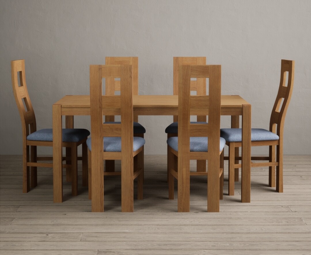 York 120cm Solid Oak Dining Table with 6 Brown Natural Chairs